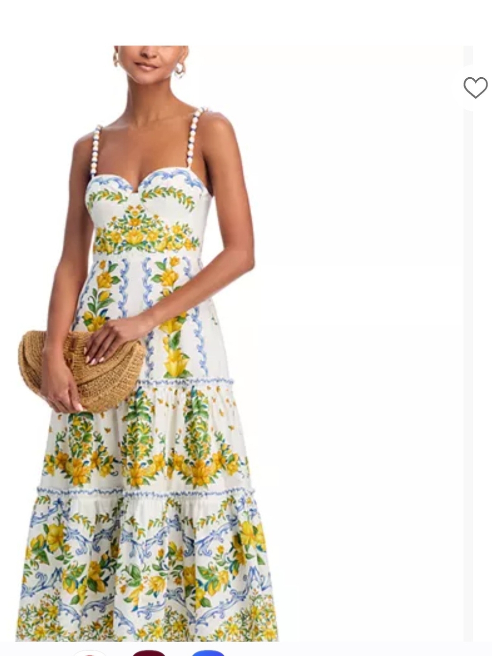 FARM Rio White Maxi Dress with Yellow & Blue Floral Print